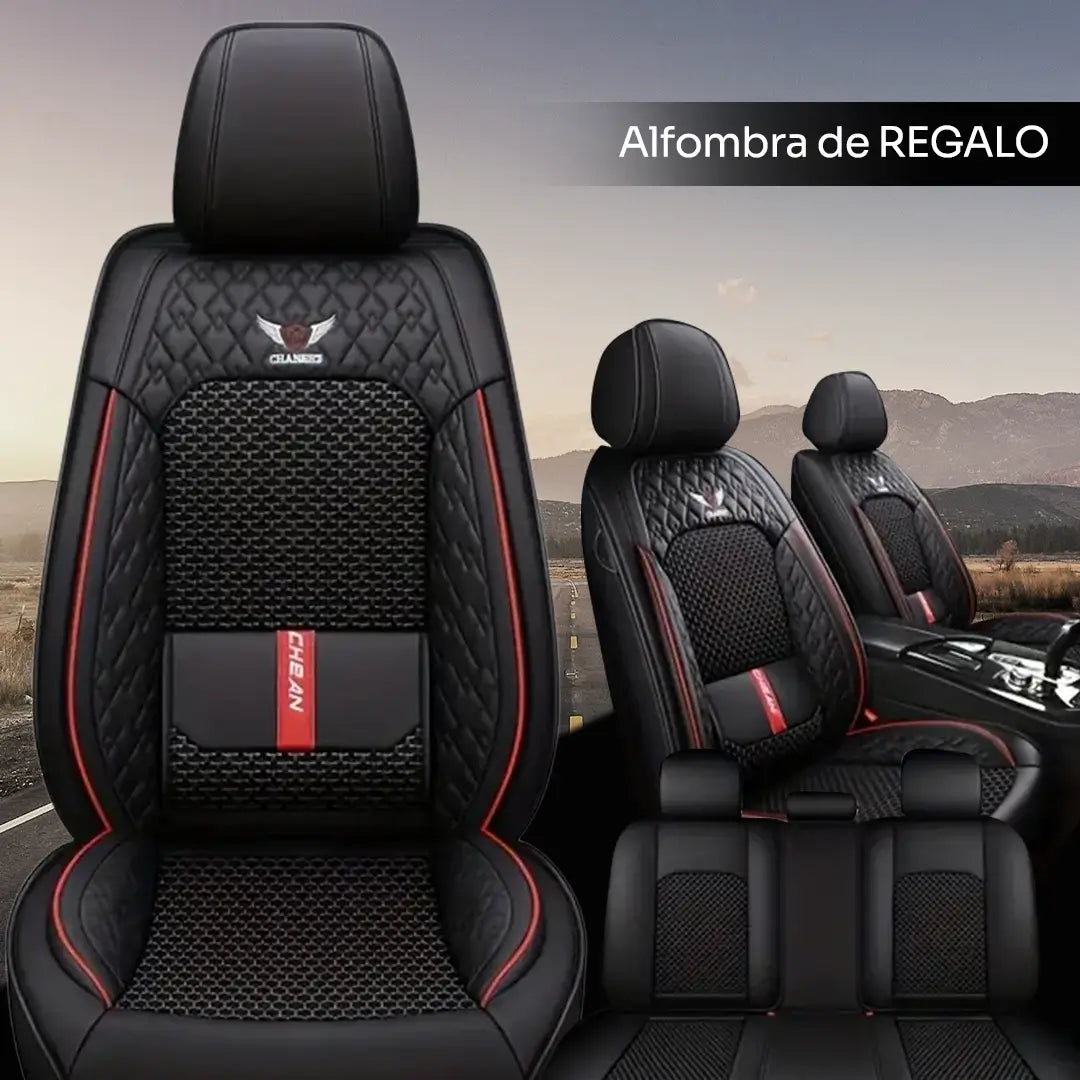 Funda Completa para Asientos de Auto en Cuero Legítimo + Juego de Alfombras Completo